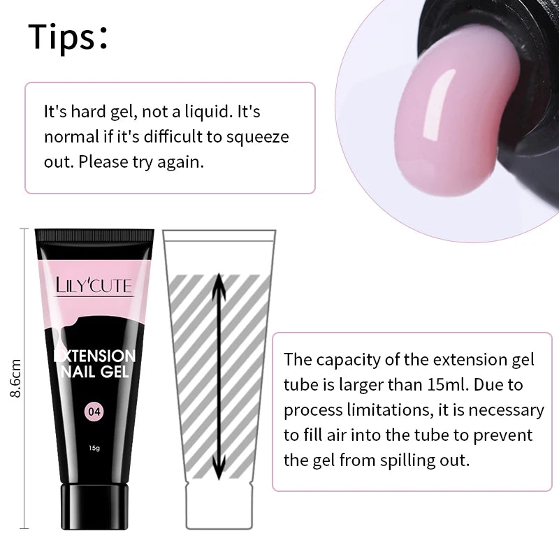 LILYCUTE Nail Gel Set 6W LED Lamp Full Manicure Set