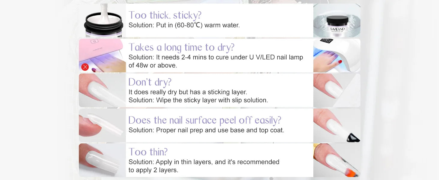 Saviland 100g Builder Nail Gel White Nude Pink