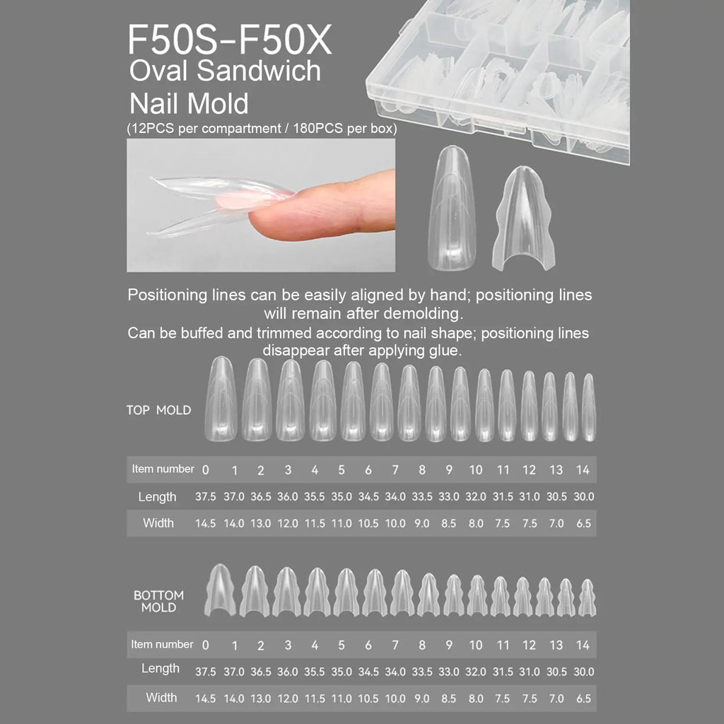 Nail Forms 180Pcs False Nail Tips Clear Nails Extension