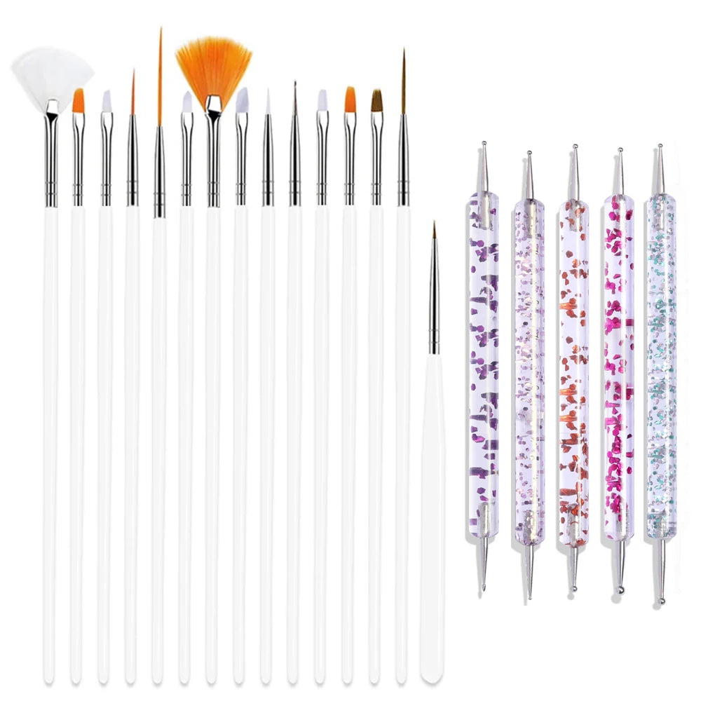 20pcs Nail Art Brush Set UV Gel Polish Pen