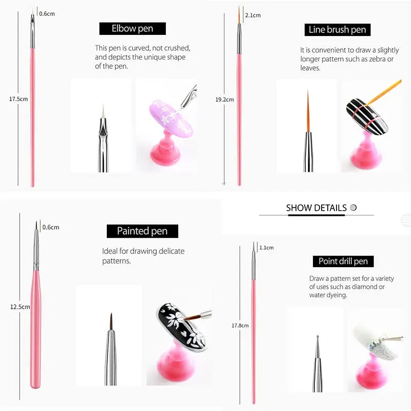 20pcs Nail Art Brush Set UV Gel Polish Pen