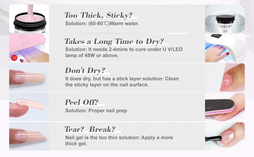 Saviland 100g Builder Nail Gel White Nude Pink