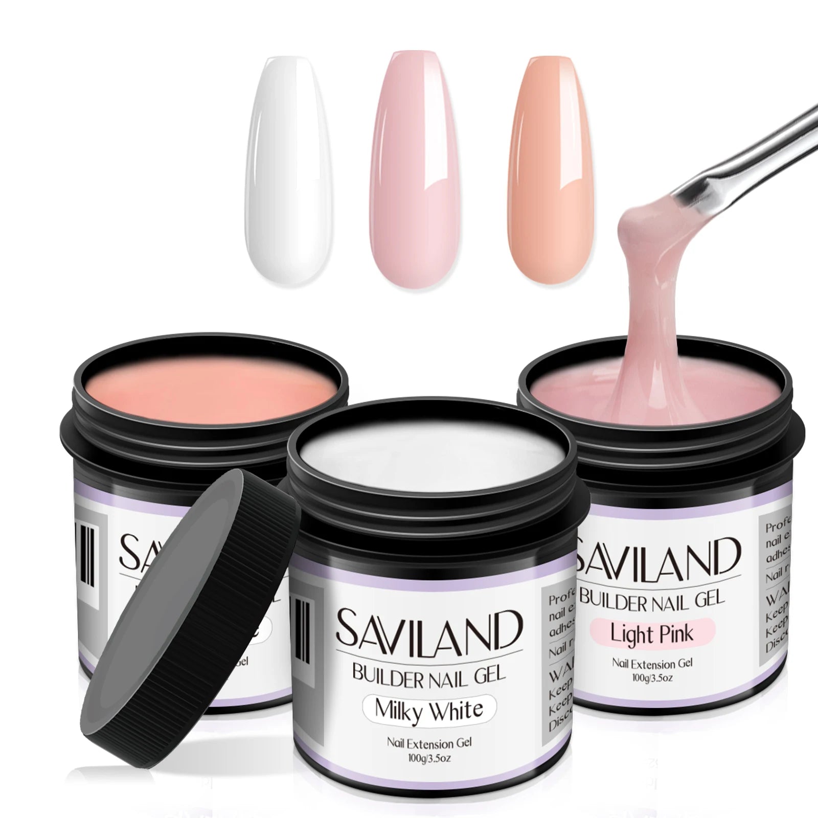 Saviland 100g Builder Nail Gel White Nude Pink