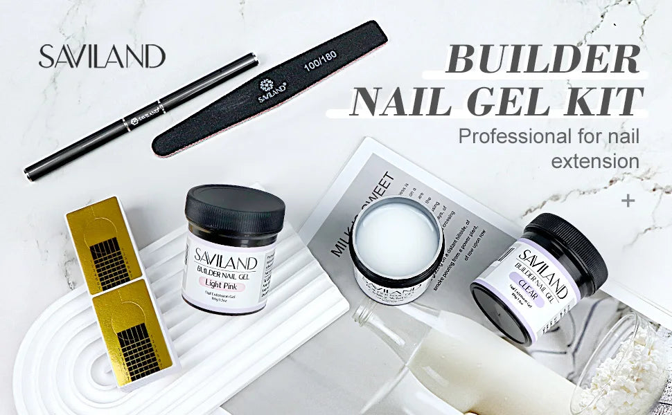 Saviland 100g Builder Nail Gel White Nude Pink