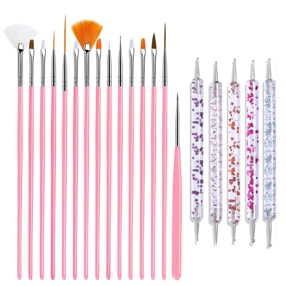 20pcs Nail Art Brush Set UV Gel Polish Pen
