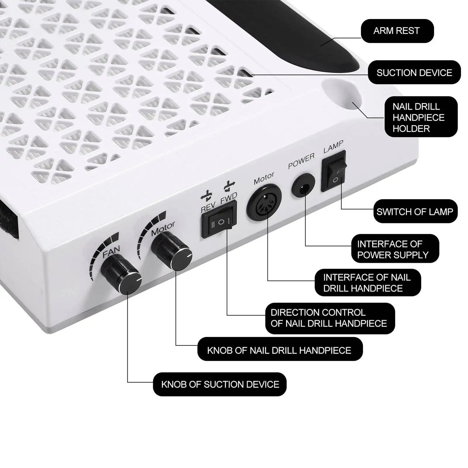 Nail Dust Collector With UV Lamp