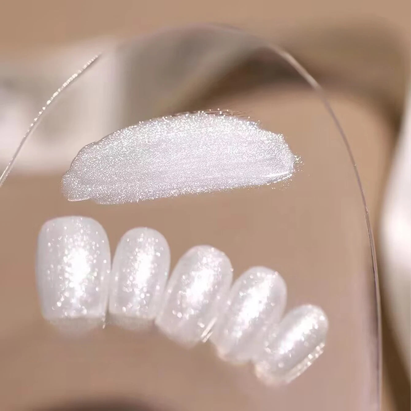 12ML Milky White Gel Polish-High Gloss Finish with Fine Glitter Shimmer