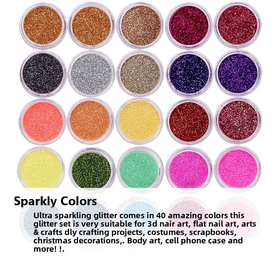 40 Colors Nail Glitter Set