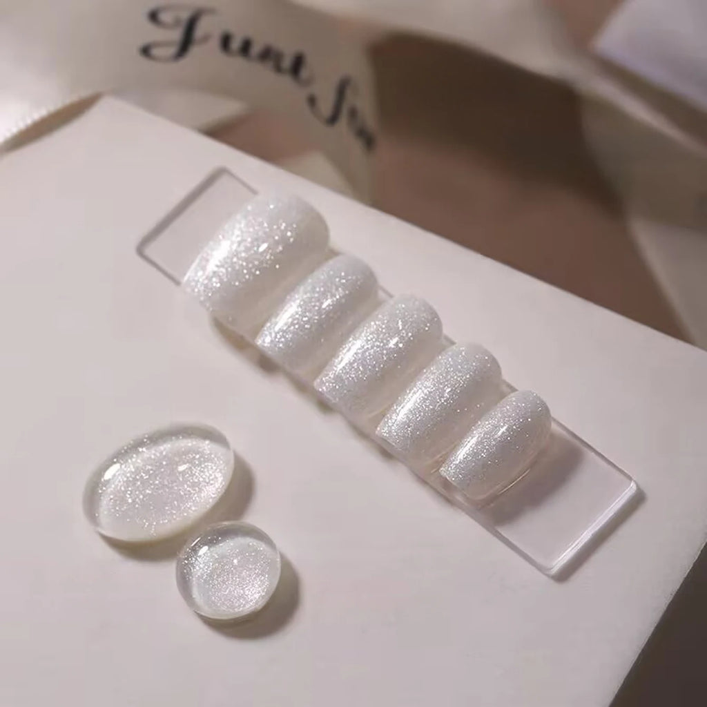 12ML Milky White Gel Polish-High Gloss Finish with Fine Glitter Shimmer
