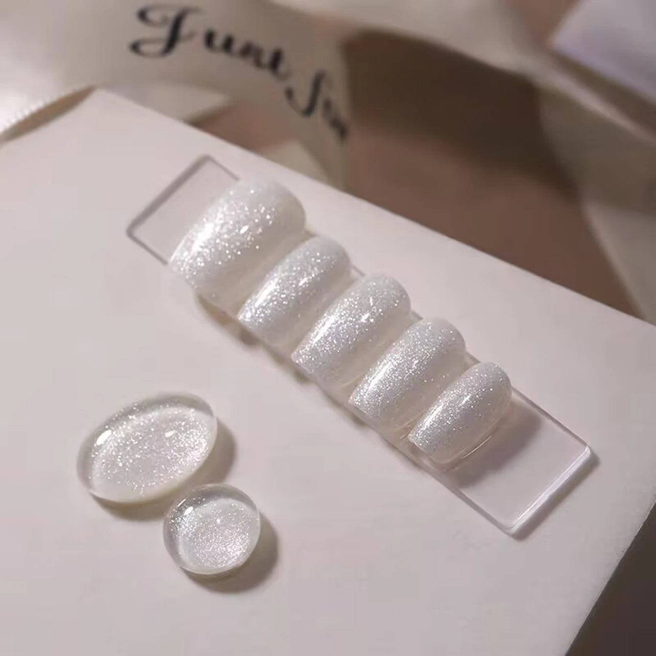 12ML Milky White Gel Polish-High Gloss Finish with Fine Glitter Shimmer