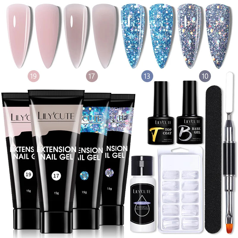 LILYCUTE Nail Gel Set 6W LED Lamp Full Manicure Set