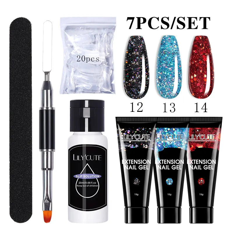 LILYCUTE Nail Gel Set 6W LED Lamp Full Manicure Set