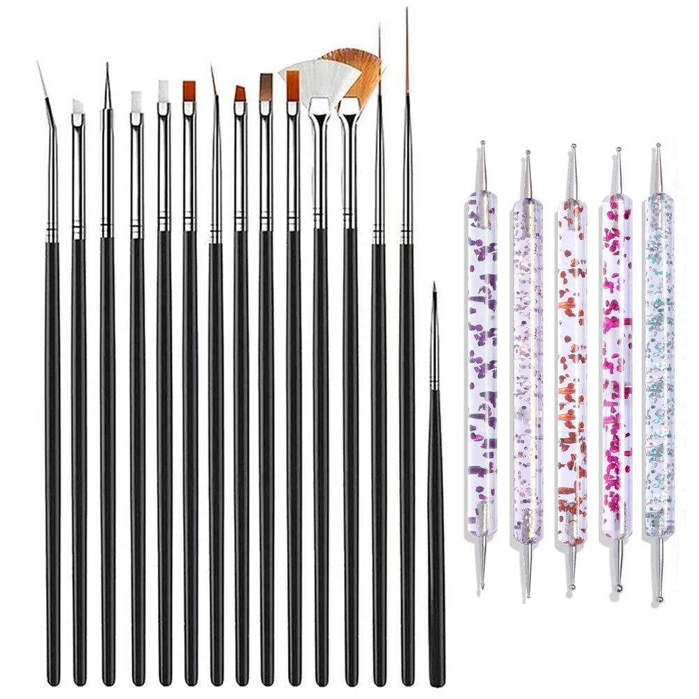 20pcs Nail Art Brush Set UV Gel Polish Pen