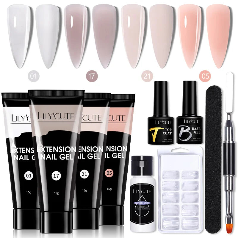 LILYCUTE Nail Gel Set 6W LED Lamp Full Manicure Set