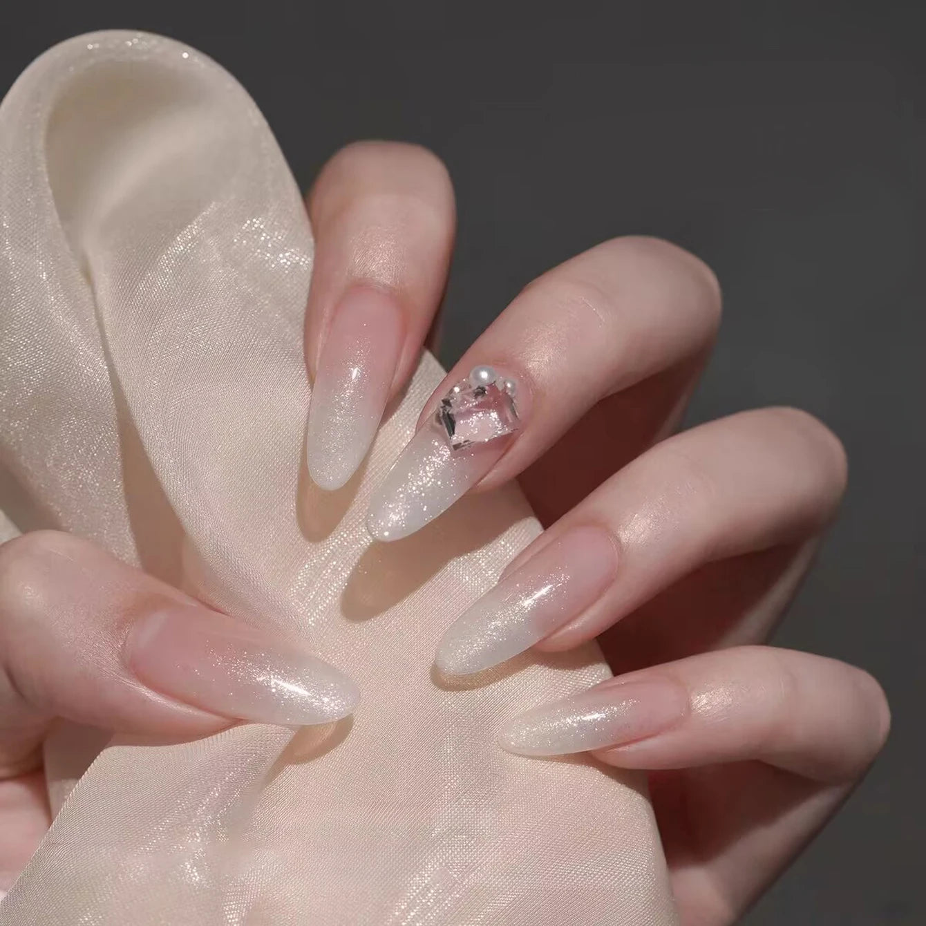 12ML Milky White Gel Polish-High Gloss Finish with Fine Glitter Shimmer