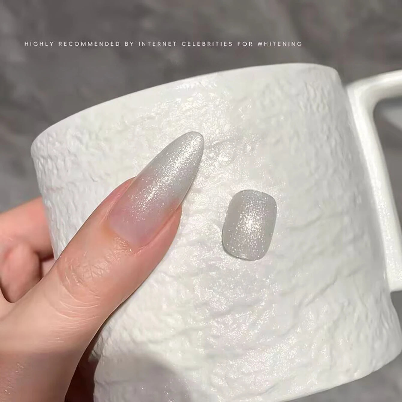 12ML Milky White Gel Polish-High Gloss Finish with Fine Glitter Shimmer