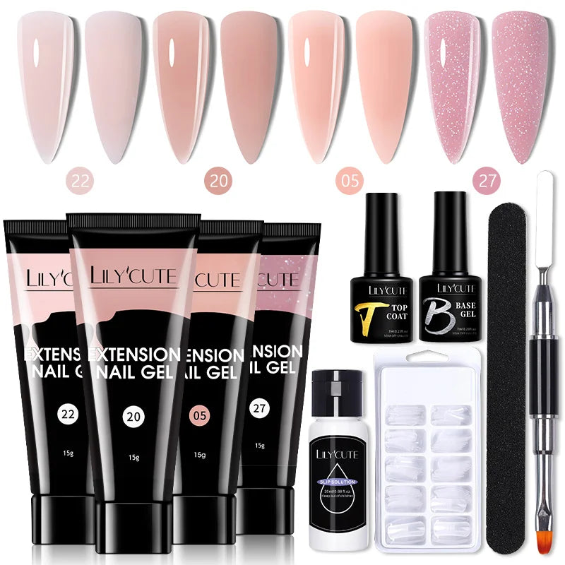 LILYCUTE Nail Gel Set 6W LED Lamp Full Manicure Set