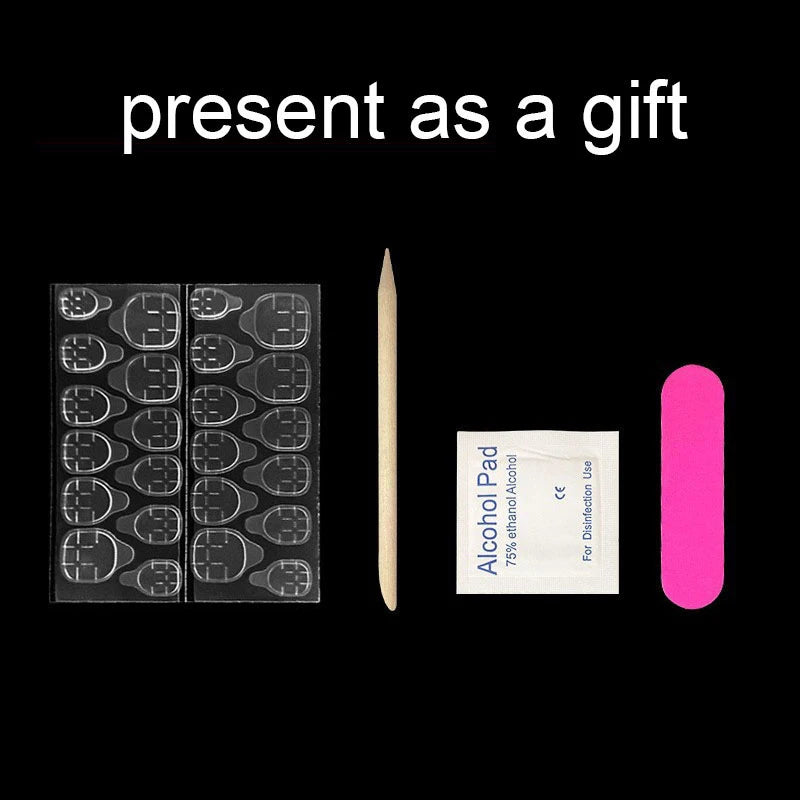 24 Pcs Nail Tips Short Round Flower Decoration for Nails