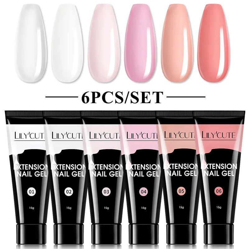 LILYCUTE Nail Gel Set 6W LED Lamp Full Manicure Set