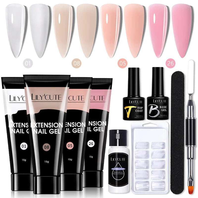 LILYCUTE Nail Gel Set 6W LED Lamp Full Manicure Set