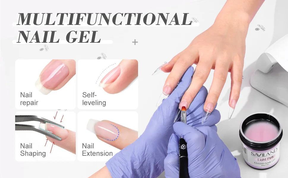 Saviland 100g Builder Nail Gel White Nude Pink