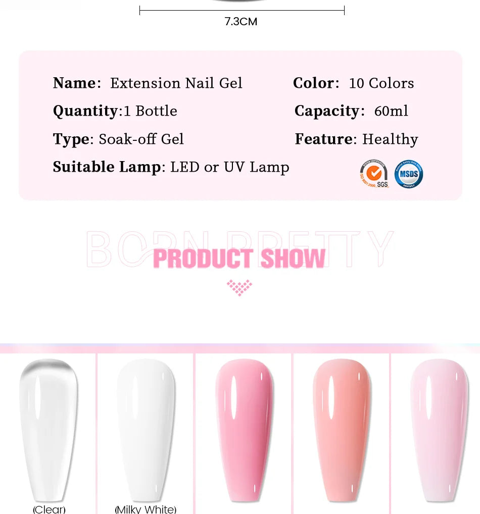 BORN PRETTY 60/30ml Hard Jelly Extension Nail Gel Polish