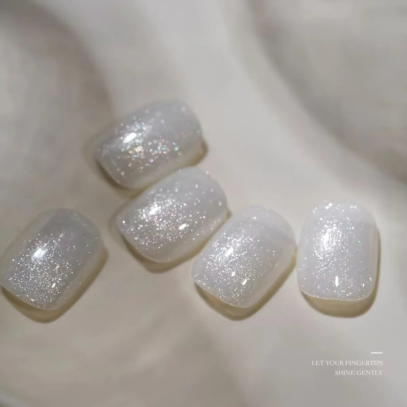 12ML Milky White Gel Polish-High Gloss Finish with Fine Glitter Shimmer