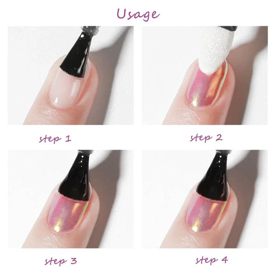 6pcs/set Mirror Silvery Chrome Nail Powder