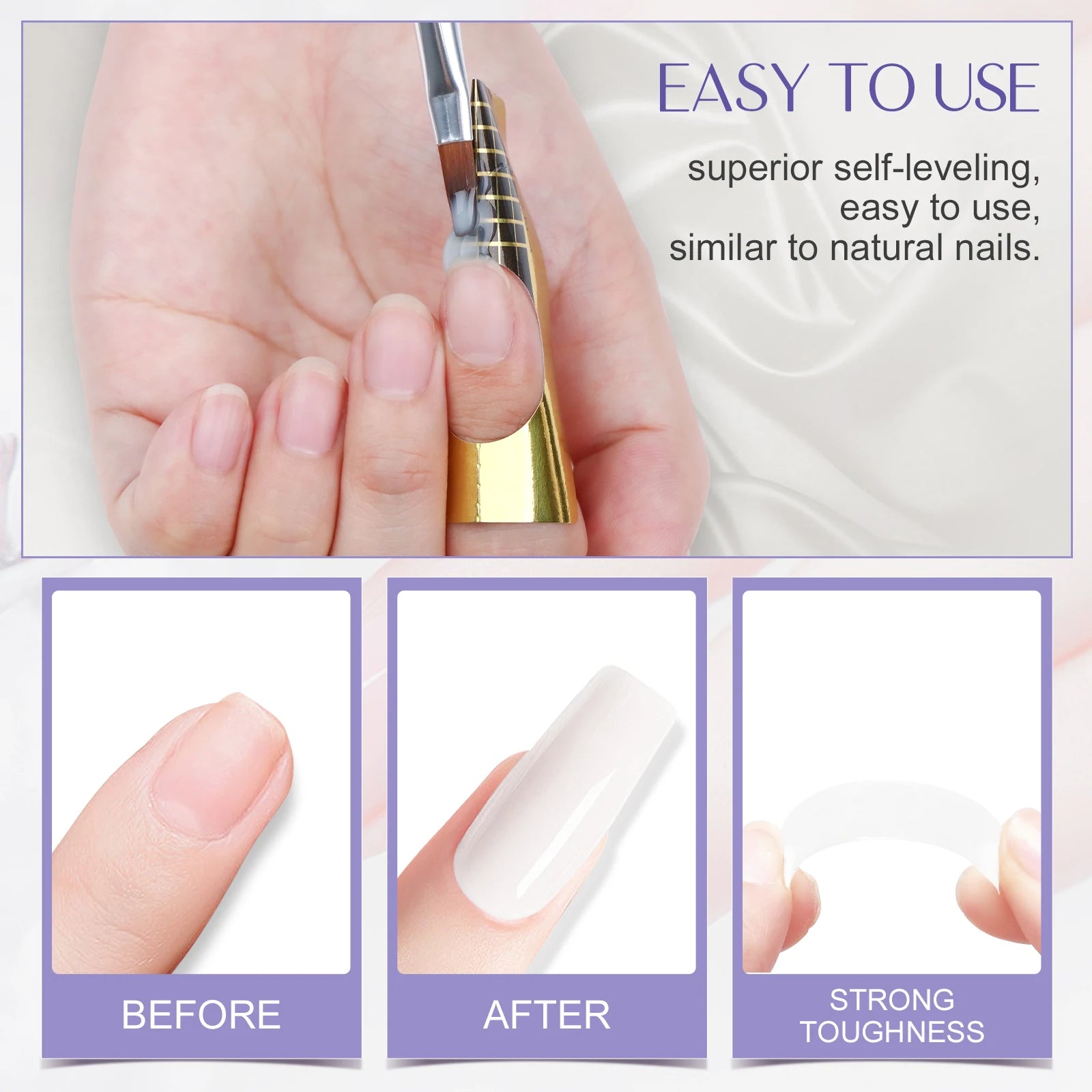 Saviland 100g Builder Nail Gel White Nude Pink