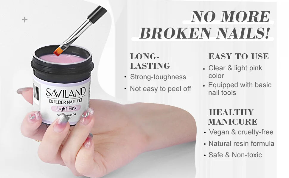 Saviland 100g Builder Nail Gel White Nude Pink