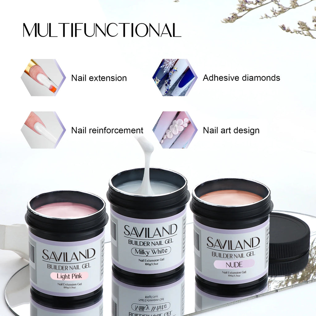 Saviland 100g Builder Nail Gel White Nude Pink