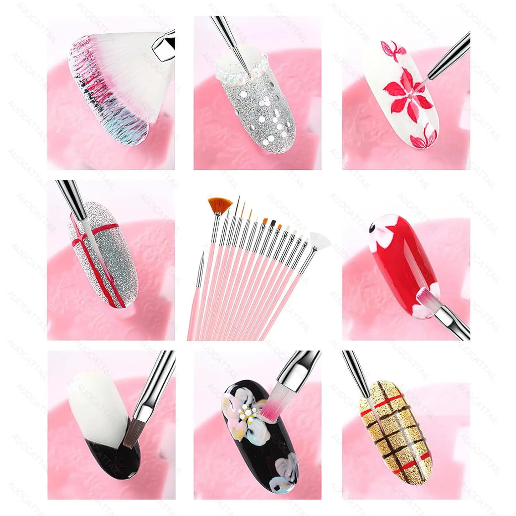 20pcs Nail Art Brush Set UV Gel Polish Pen