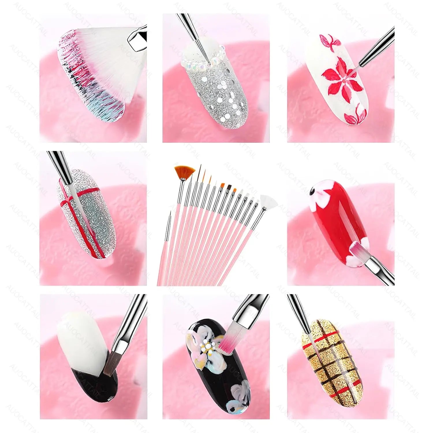 20pcs Nail Art Brush Set UV Gel Polish Pen