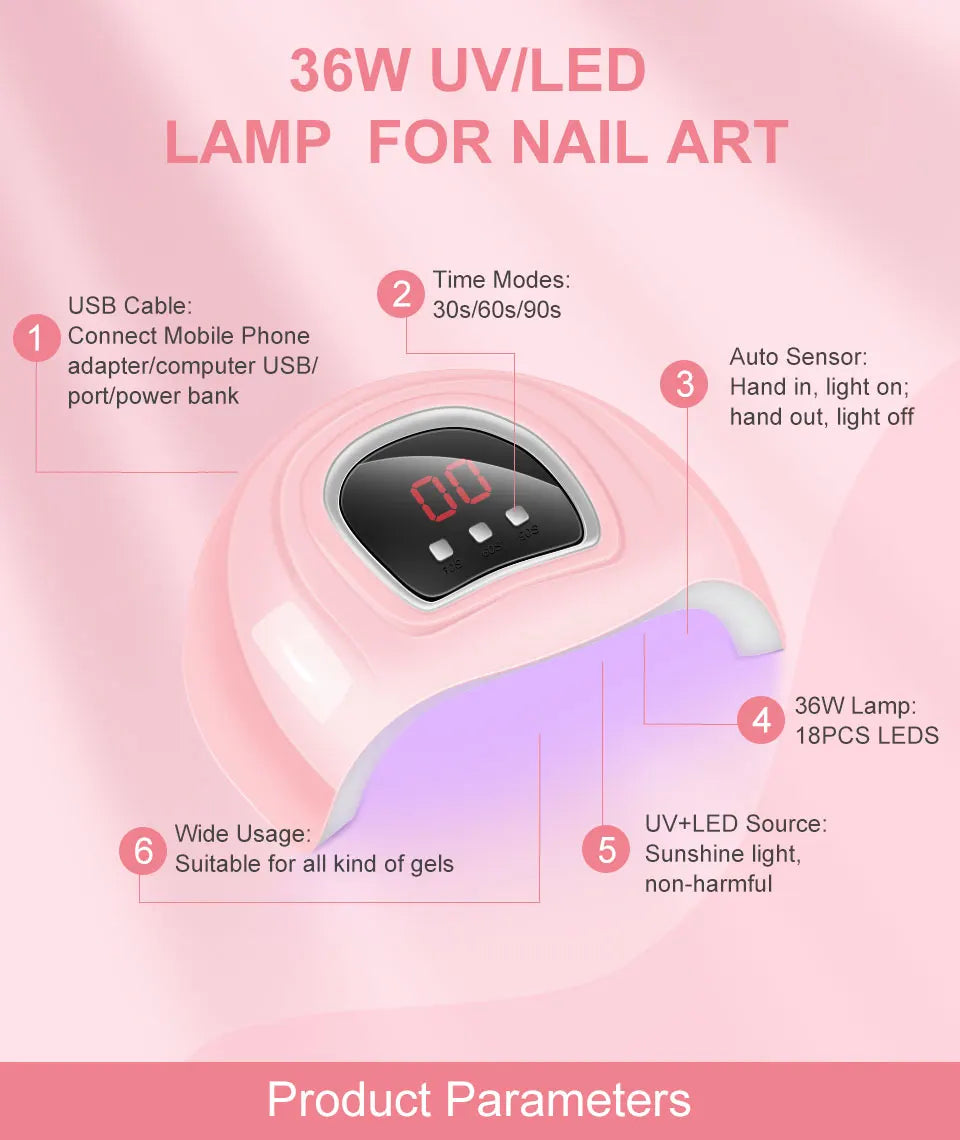 Nail Polish Set With UV Lamp Dryer