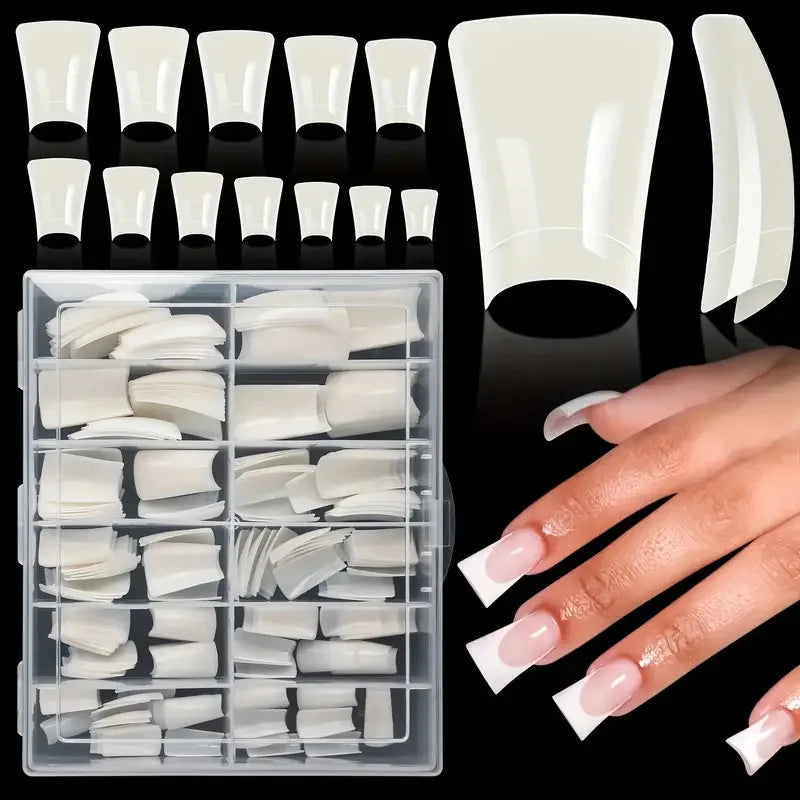 120 pieces of transparent - natural color - short duckbill shaped nail tips