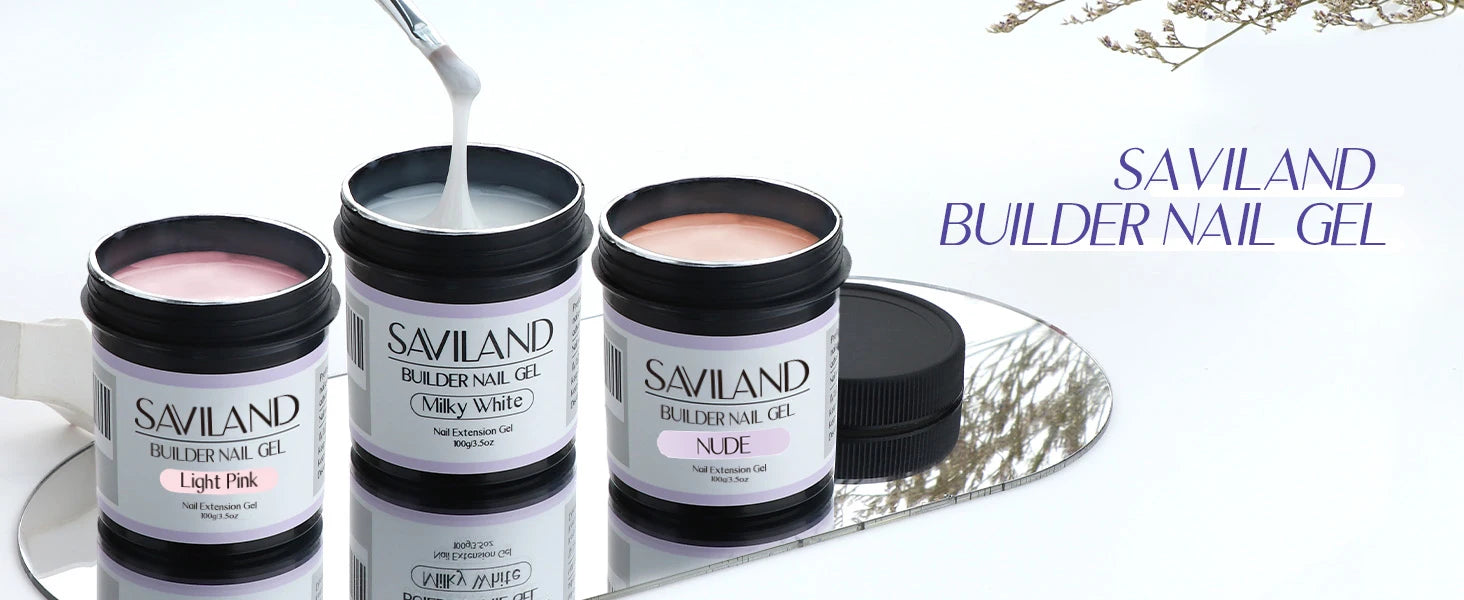 Saviland 100g Builder Nail Gel White Nude Pink