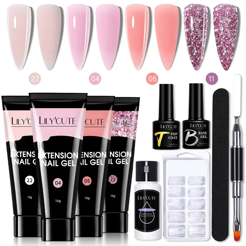 LILYCUTE Nail Gel Set 6W LED Lamp Full Manicure Set